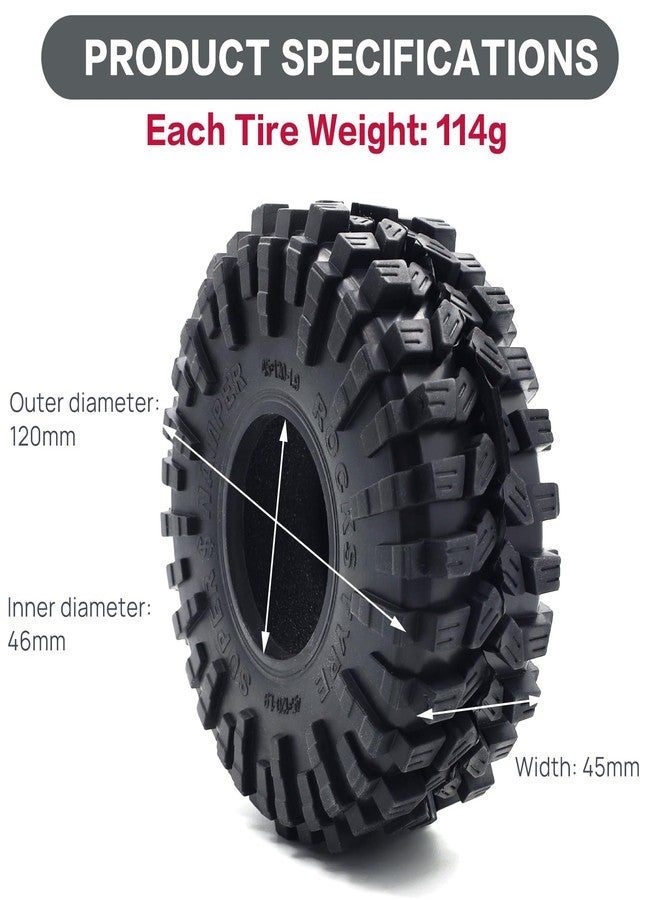 Raflot 4PCS 1.9 Crawler Tires RC Tires RC Rubber Tyre Set RC Crawler Tyre with Foam Insert for SCX10 90046 SCX10 UTB18 TRX4 TRX6 Redcat Gen8 7VS4-10 1/10 RC Crawler - Image 4